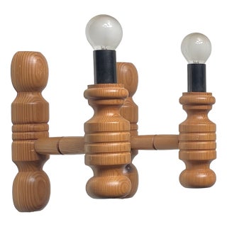 Nordic Wall Sconces in Oregon Pine, 1980s, Set of 2 For Sale