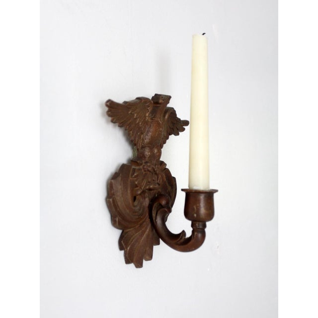 Mid 20th Century Vintage Federal Revival Eagle Wall Candle Sconces Pair For Sale - Image 5 of 14