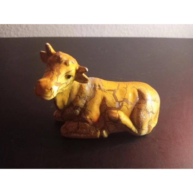 Contemporary 1980s Ceramic Cow Figurine For Sale - Image 3 of 7