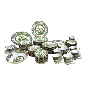 Vintage Adg Delphi Japan Indian Tree Gold Key Design China Dinnerware Set- 66 Pieces