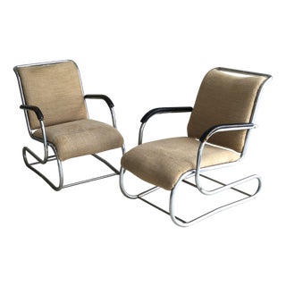 Vintage Bauhaus Lounge Chairs in Tubular Steel by Paul Schuitema for D3, 1930s, Set of 2 For Sale