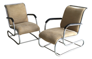 Vintage Bauhaus Lounge Chairs in Tubular Steel by Paul Schuitema for D3, 1930s, Set of 2