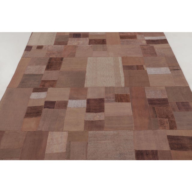 Rug & Kilim Vintage Turkish Patchwork Rug in Soft Brown and Beige Tones - Rug & Kilim For Sale - Image 4 of 9
