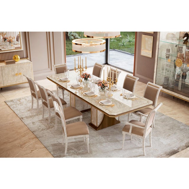 Neoclassical Infinity Furniture Import Neoclassical Side Chair in Ivory & Taupe For Sale - Image 3 of 3