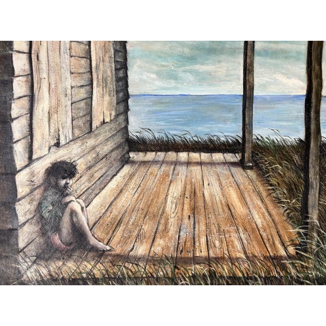 Brown 70's Vintage Impressionist Figurative Landscape Oil Painting, Signed For Sale - Image 8 of 12