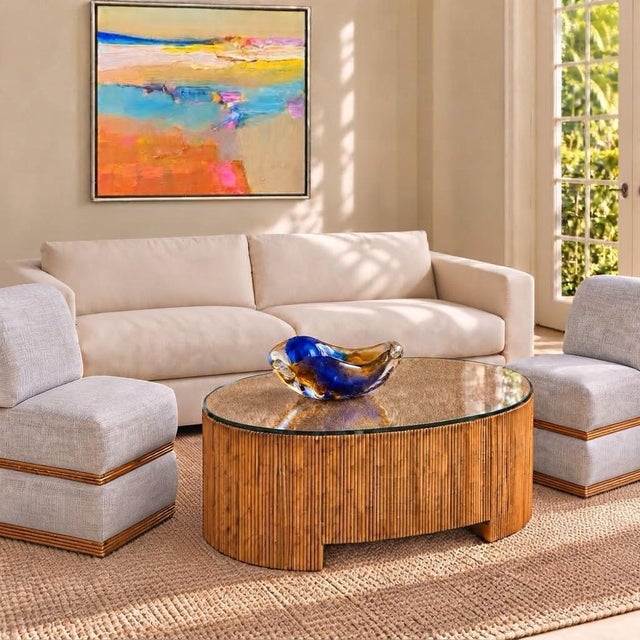 1970s 1970s Italian Crespi Style Organic Modern Pencil Bamboo Glass Top Coffee Table For Sale - Image 5 of 5