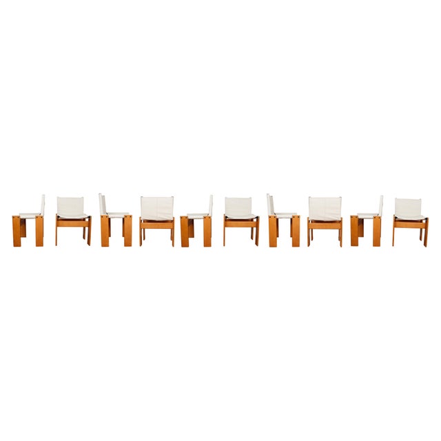 Off White Canvas Monk Chairs by Afra & Tobia Scarpa for Molteni, 1973, Set of 10 For Sale - Image 3 of 18