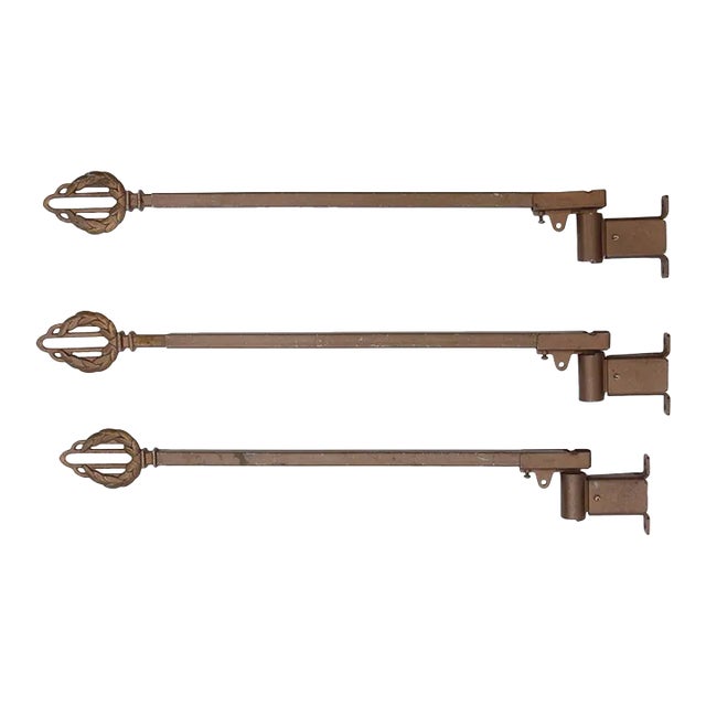 Set of 3 Kirsch Steel Window Swing Arm Curtain Drape Holders For Sale