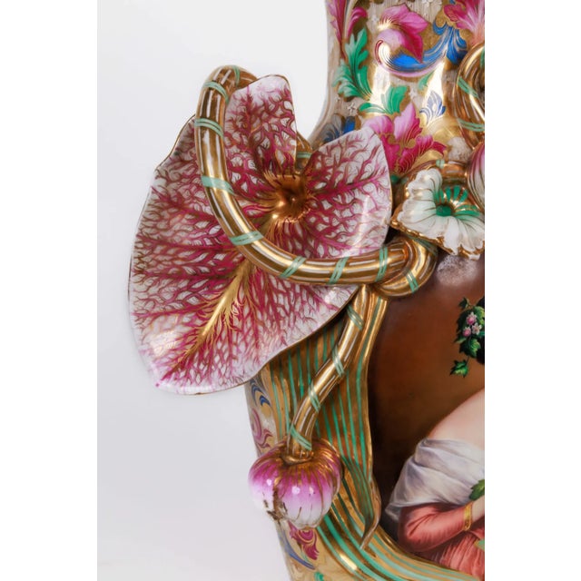 Monumental and Masterful Pair of French Paris Porcelain Hand-Painted Vases For Sale - Image 13 of 16