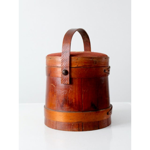 Antique Firkin Sugar Bucket With Needlepoint Lid For Sale - Image 6 of 17