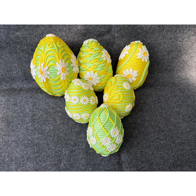 Vintage Handmade Collection of Trim Covered Easter Eggs Set of 6 For Sale - Image 15 of 15