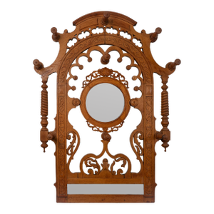 Victorian Era Eastlake-Style Hall Mirror W/ Coat Hooks