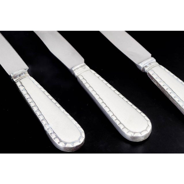 Knives in Silver and Stainless Steel with Beaded Pattern by Georg Jensen, 1930s, Set of 3 For Sale - Image 3 of 6