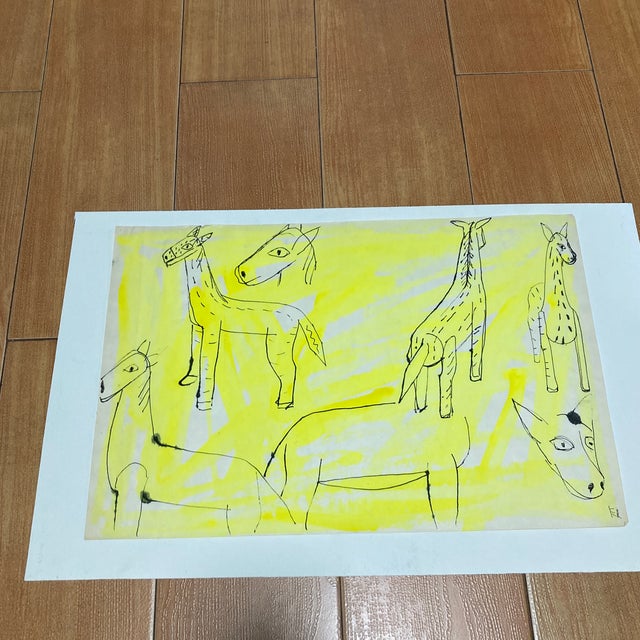 Vintage animal ink drawing with possible yellow go by legendary Westbeth artist Edith Isaac Rose. Perfect for a children’s...