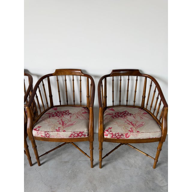 Vintage Drexel Hollywood Regency Faux Bamboo Carved Wood Dining Chairs – Set of 4 For Sale In Miami - Image 6 of 18