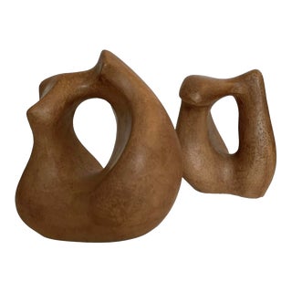 Set of 2 Biomorphic Organic Ceramic Sculptures in the Style of Henry Moore For Sale