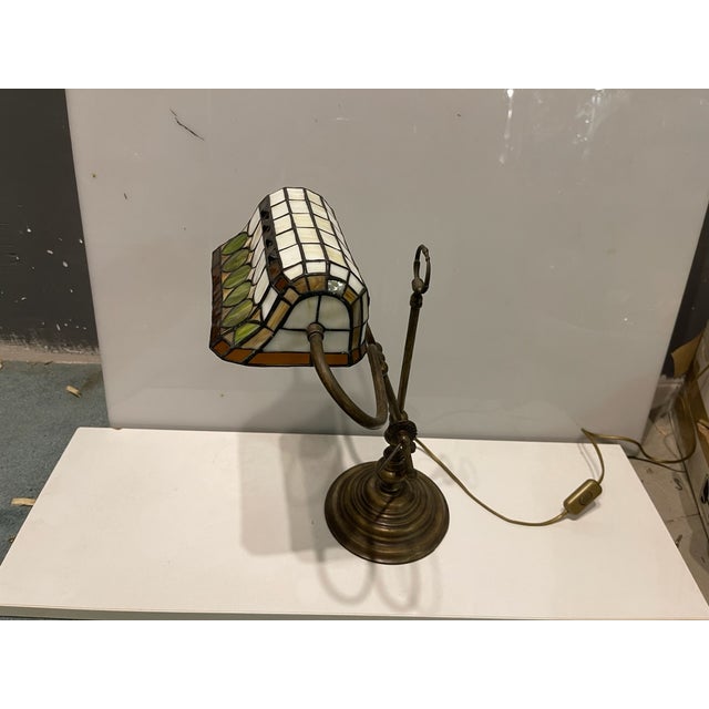 Bronze Tiffany Resin Desk Lamp, 1970s For Sale - Image 10 of 15