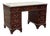Pedestal Desk in Flame Veneer Mahogany with Green Leather Top For Sale