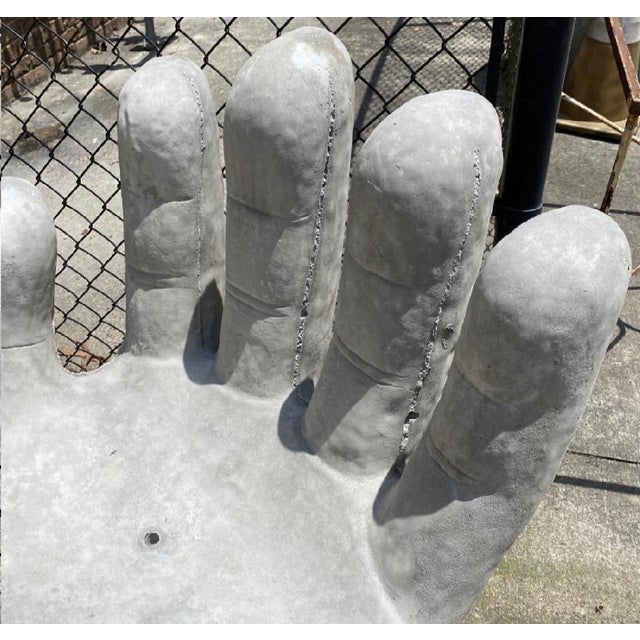 Abstract 1970s Pair of Concrete Hand Chairs For Sale - Image 3 of 4