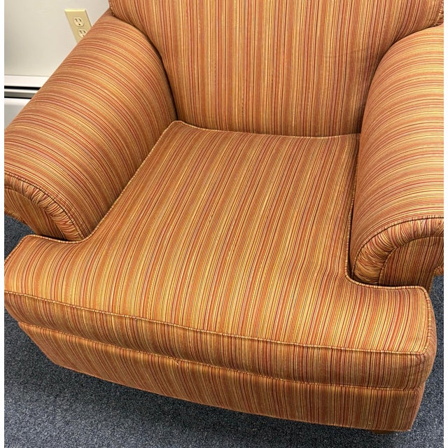 Ethan Allen Ethan Allen Upholstered Rolled Arm Club Chair For Sale - Image 4 of 11