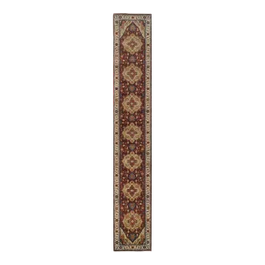 2010s Terracotta Red, Hand Knotted Antiqued Fine Heriz Re-Creation Densely Woven, Natural Dyes Hand Spun Wool, XL Runner Oriental Rug