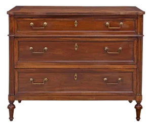 Late 19th Century French Louis XVI Style Walnut 3-Drawer Commode