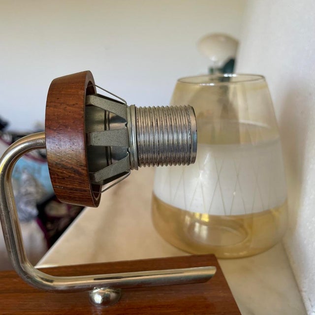 Danish Modern Teak and Amber Glass Wall Sconce, 1960s For Sale - Image 6 of 10