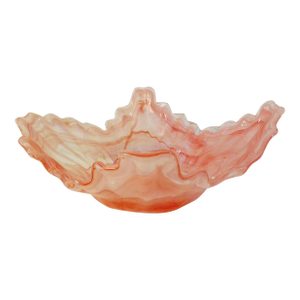 Large Pink Free Form Art Glass Centerpiece Bowl