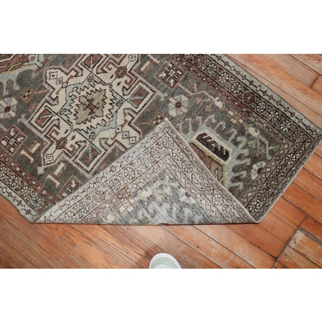 Early 20th Century Zabihi Collection Charcoal Persian Heriz Scatter Rug - 2'9" x 4'4" For Sale - Image 4 of 9