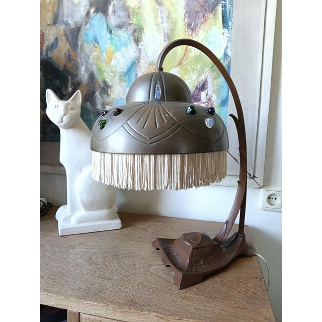 Rare Austrian Art Nouveau / Wiener Secession Writing Desk Lamp & Inkwell, c. 1900-1905We are proud to offer an museum-...