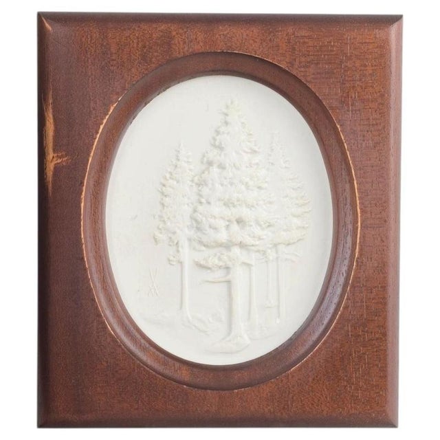 1970s Relief Plaque in White Biscuit Porcelain with Motif of Trees from Meissen, 1970s For Sale - Image 5 of 5