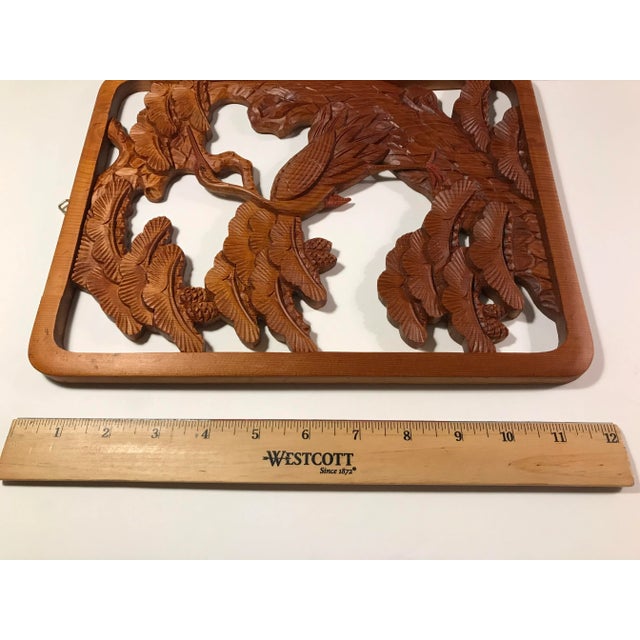 Japanese Antique Japanese Hand Carved Wall Hanging Wood Panel For Sale - Image 3 of 7