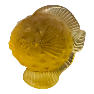 Lalique Amber Crystal Pufferfish Figurine
