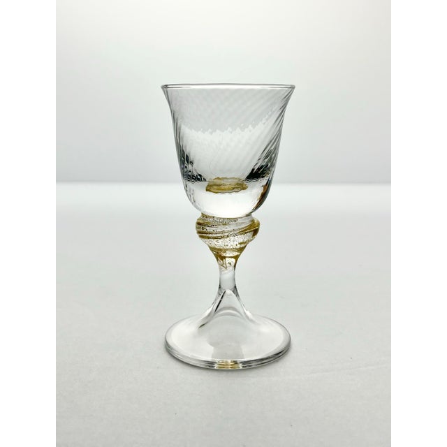 Murano Torcée Single Hand Blown Cordial Liqueur Wine Glass 4” 1oz Gold Swirl Good condition. No chips, cracks, or...