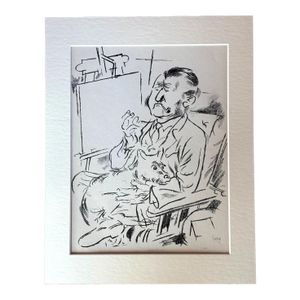 Vintage 1939 Print in 11x14 Mat, Ready to Frame: "Self-Portrait" by George Grosz