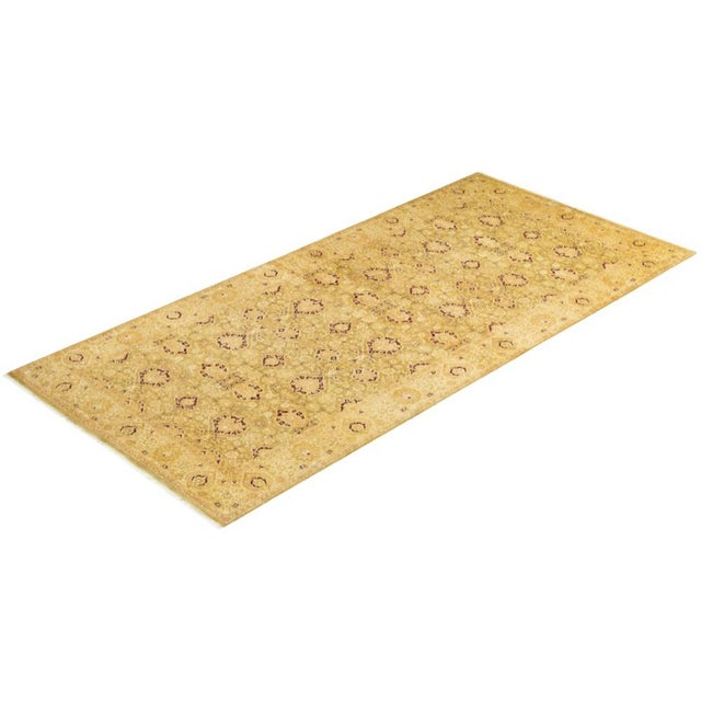 Green Mogul Collection Hand-Knotted Runner - Green 6' 1" x 13' 0" For Sale - Image 8 of 9