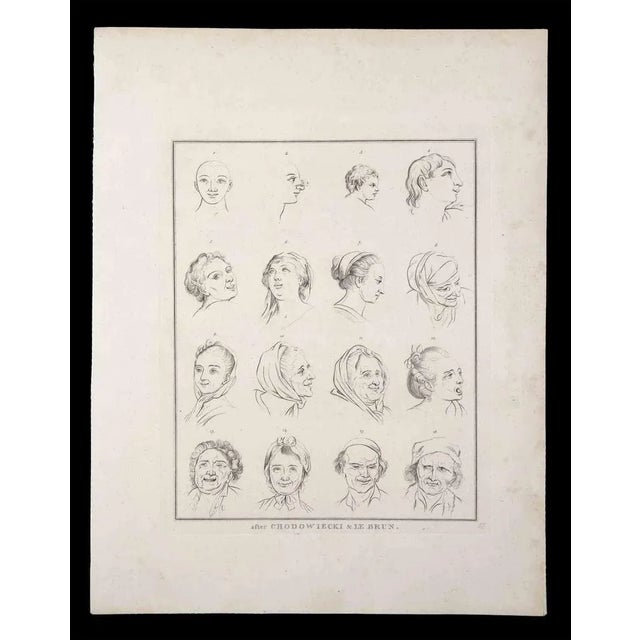 Portraits of men and women is an original etching artwork realized by Thomas Holloway after Lebrun and Chodowiecki for...