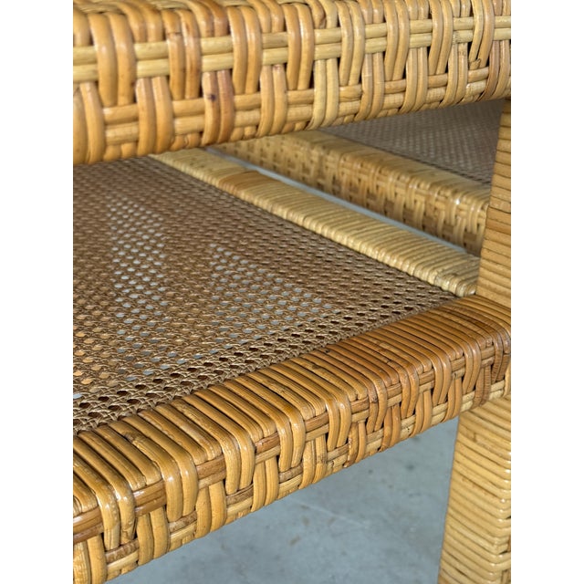Vintage Organic Modern Rattan & Cane Side Tables With Glass Tops – Pair For Sale In Naples, FL - Image 6 of 12