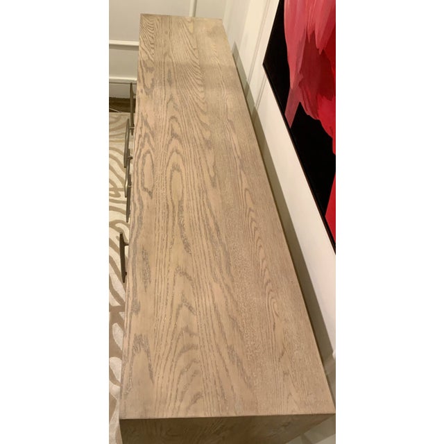 Organic Modern White and Beige Wood Media Cabinet For Sale - Image 4 of 7