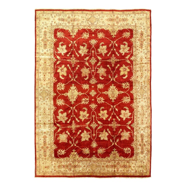 Red Color Fine Hand Knotted Oushak Rug 11'11'' X 17'3'' For Sale - Image 4 of 4