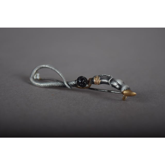 Vintage Snake-Tail and Bull-Leg Motif Brooch in Silver with Gold-Tone Accents, 1930s For Sale - Image 4 of 6