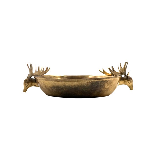 Mid-century Modern brass centerpiece / bowl France 1970s Stunning handcrafted brass casting H 10 cm - 32 × 18 cm...