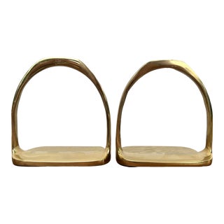 Mid 20th Century Brass Stirrup Bookends - Set of 2 For Sale