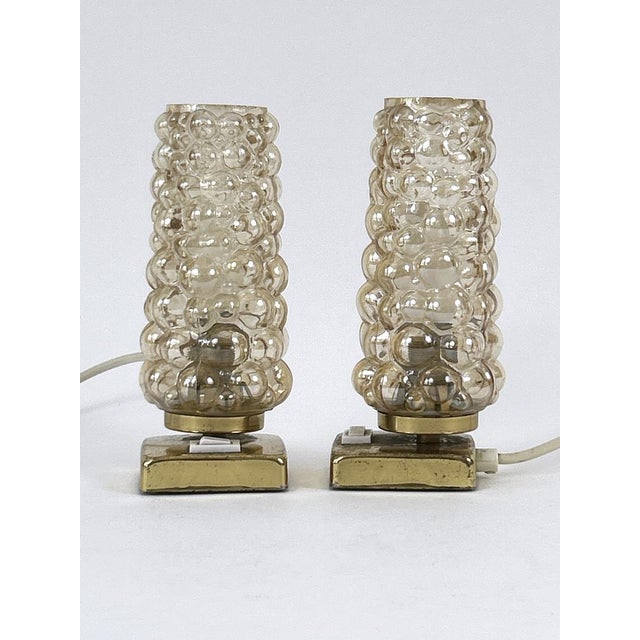 Gold Brass & Bubble Glass Bedside Table Lamps from Teka, Germany, 1950s, Set of 2 For Sale - Image 8 of 18