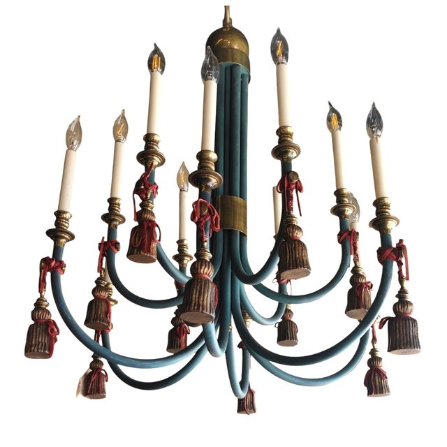 Italian Vintage Italian Style Tassel 12-Light Chandelier For Sale - Image 3 of 9