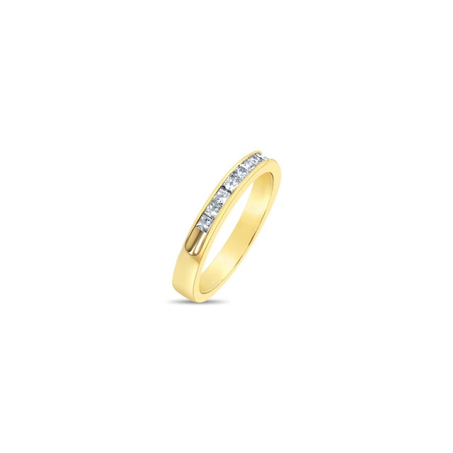 Contemporary Princess Cut Diamond Stackable Ring .27cttw 14k Yellow Gold, Size 7 For Sale - Image 3 of 4