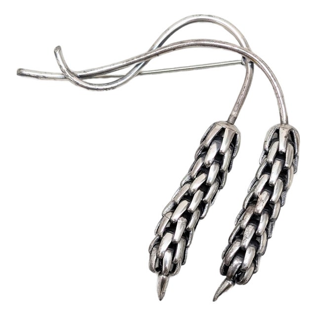 Vintage 1950s Signed Napier Silvertone Wheat Sheaf Brooch For Sale