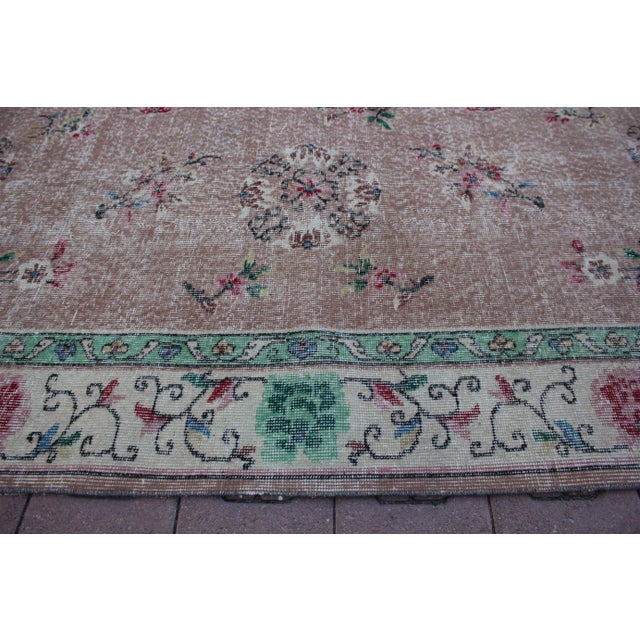 Textile 1980s English Green Floral Area Rug For Sale - Image 7 of 13