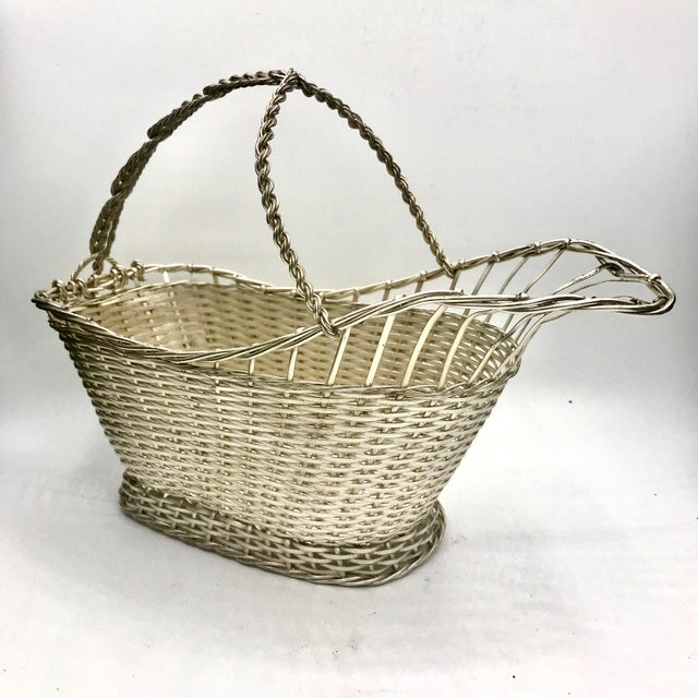 Silver Mid-Century French Silver Wire Wine Basket For Sale - Image 8 of 8