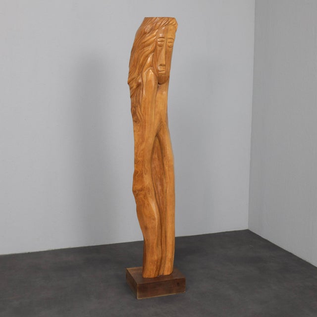 Belgian Artist, Hand-Carved Sculpture, 1970s, Oak For Sale - Image 11 of 11